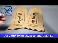 Túi giấy kraft 8 mặt kín đựng trà trắng