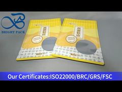 túi composite nhựa nhôm màu vàng đứng lên cho bột yến mạch 450g