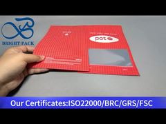 Túi cần sa tùy chỉnh màu đỏ có cửa sổ trong suốt