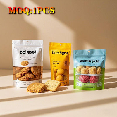 Thẻ in tùy chỉnh Thẻ đóng gói Mylar cho cà phê Bánh kẹo sô cô la tái chế với cửa sổ và khóa khóa