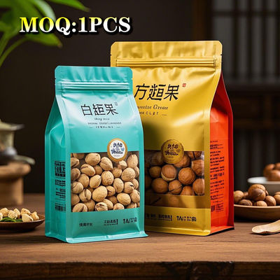 Tùy chỉnh tám mặt niêm phong đáy phẳng hạt cà phê nhôm giấy cà phê bao bì túi van khóa