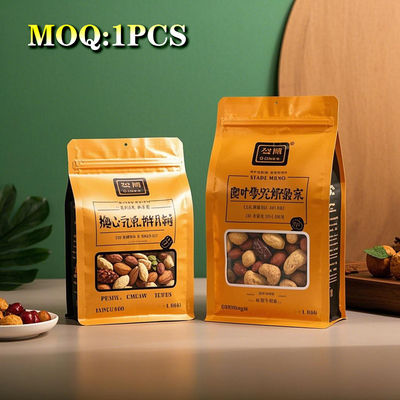 Tùy chỉnh 2.5kg Tám mặt niêm phong hạt thực phẩm đóng gói Zipper túi nhôm bọc phẳng đáy Zipper túi cho đồ ăn nhẹ đóng gói