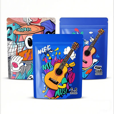 Tùy chỉnh in 3.5g nhôm Mylar đứng lên túi chống mùi có thể đóng lại Ziplock túi đóng gói thực phẩm Thiết kế cắt đứt