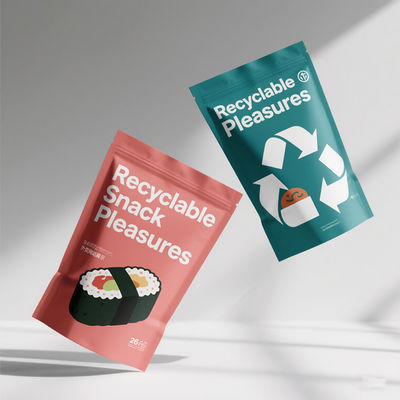 Các túi Mylar tái chế được chứng nhận bởi GRS. 30% PCR content & carbon neutral production.