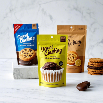 Thẻ tùy chỉnh in giấy nhựa nhôm túi xách Doypack mùi chống mùi chất lượng thực phẩm nhựa bánh quy đứng lên Zipper Mylar túi