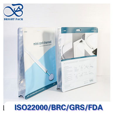Túi niêm phong tám mặt dày dặn để đóng gói phụ kiện điện tử với cửa sổ trong suốt và khóa kéo niêm phong chống bụi.
