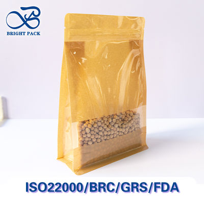 Túi giấy Kraft bền với cửa sổ nhìn thấy được để đóng gói thực phẩm, chống thấm dầu, có thể tùy chỉnh.