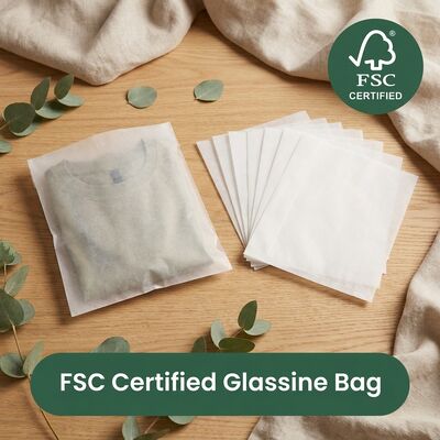 Eco Friendly Luxury Glassine Bag Green Packaging Clothing Zero Plastic Apparel Bag Chỉ thị EU Sản phẩm may mặc bền vững Châu Âu OEM