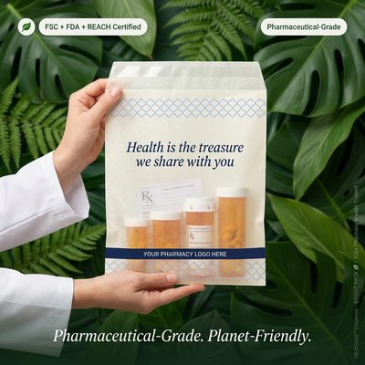Túi thuốc giấy phủ sáp Dược phẩm Dược phẩm Thẻ phân phối Thẻ chăm sóc sức khỏe bền vững Bao bì chăm sóc sức khỏe sang trọng Biodegradable