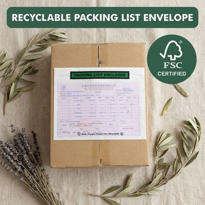 Tài liệu thủy tinh kèm theo Thẻ danh sách đóng gói màu xanh lá cây phong bì Không có nhựa Biodegradable thân thiện với môi trường