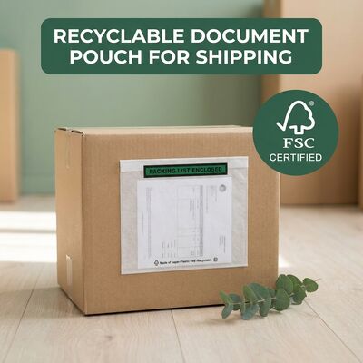 Danh sách đóng gói tái chế phong bì giấy tài liệu kèm theo nhựa miễn phí tự dán nhãn vận chuyển túi FSC