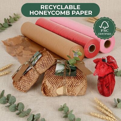 50cm & 30cm Tự nhiên tái chế Kraft Honeycomb giấy cuộn giấy bọc đệm bọc cho vận chuyển