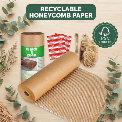 Tái chế giấy kraft đệm cuộn giấy kraft tổ ong bọc giấy bao bì bảo vệ