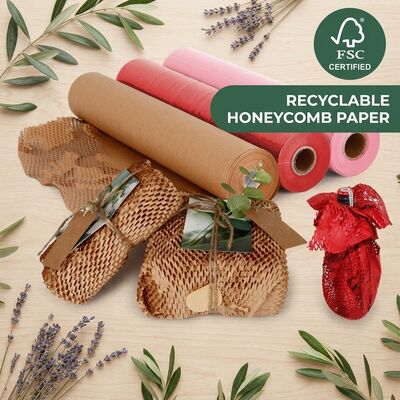 Bao bì giấy bền vững cho doanh nghiệp trực tuyến nhỏ Biodegradable Honeycomb Cushion Wrap Roll